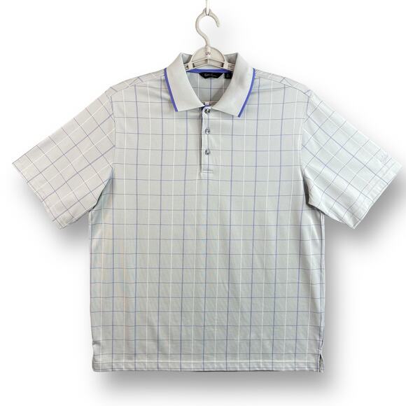 Walter Hagen Mens Button Down Shirt Size Large Short Sleeves Gray Violet - Picture 1 of 9